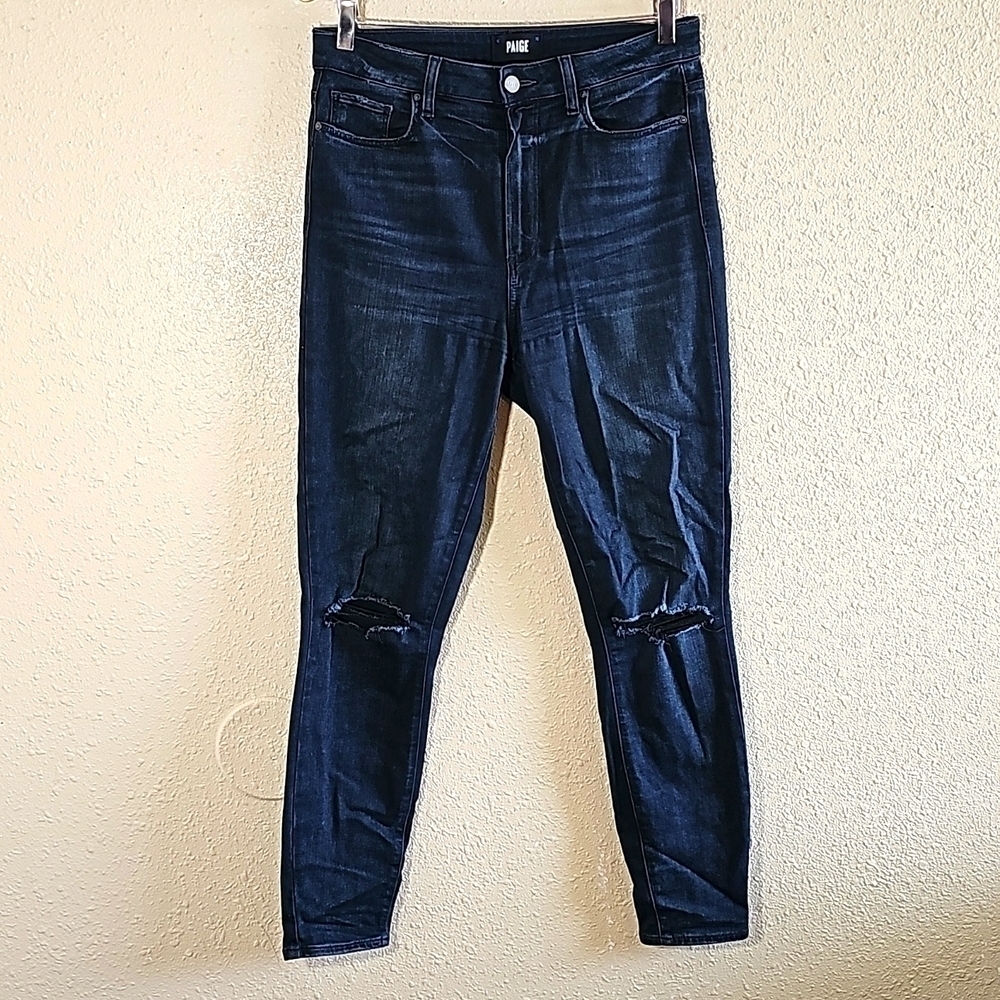Paige Margot Ankle Skinny Distressed Jeans.